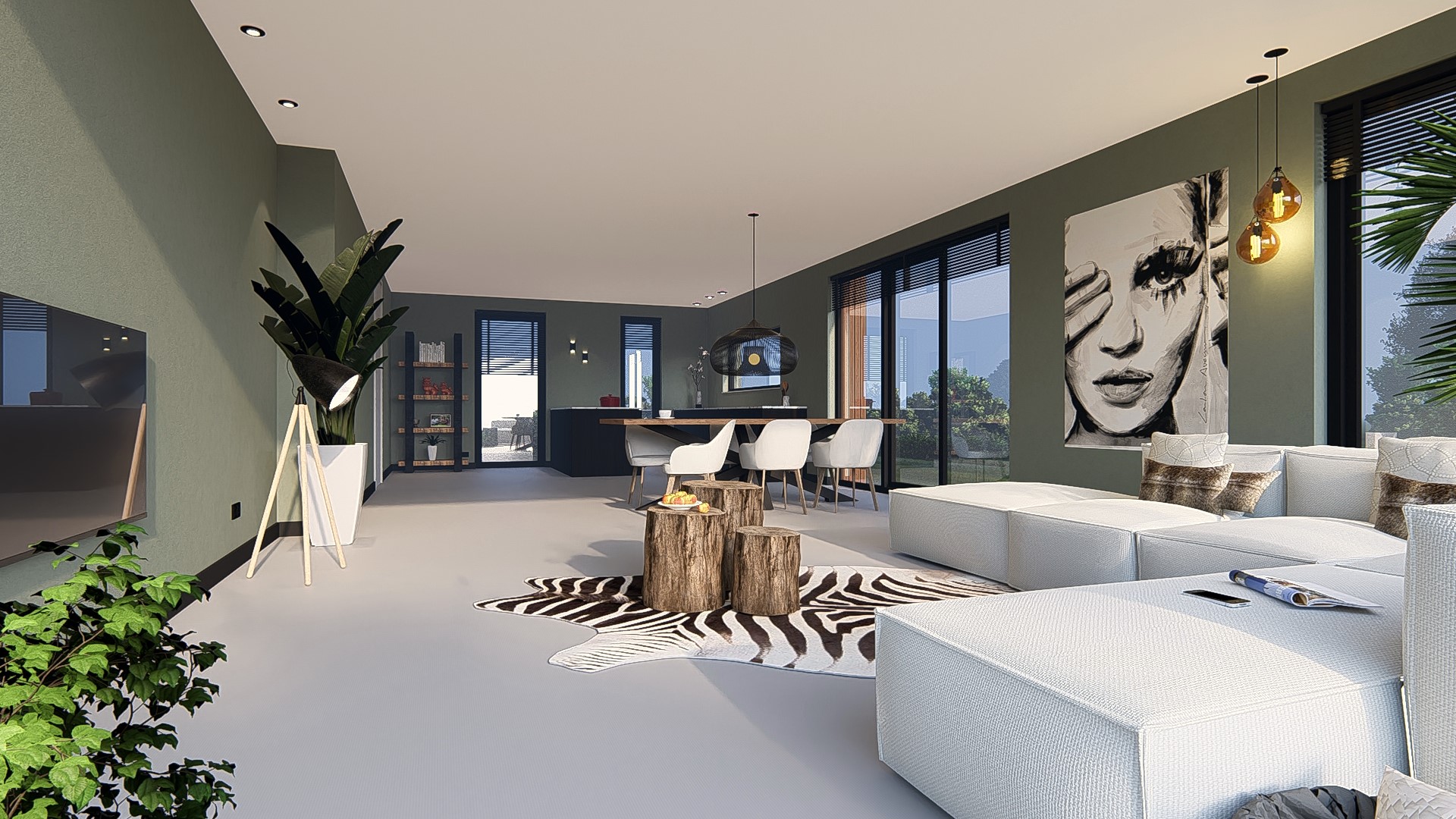 Interieur visualisatie woonkamer